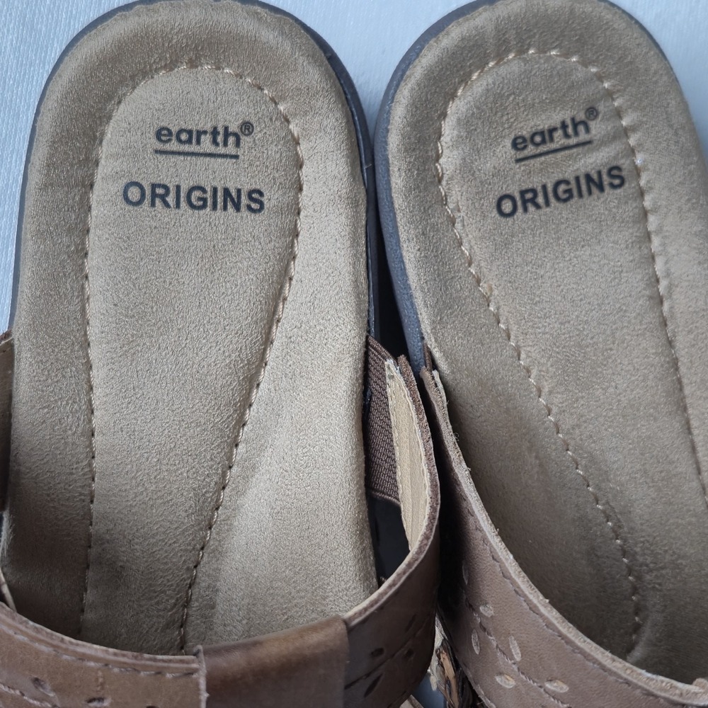 Earth Origins Hayward Hollie Tri-Color Brown Leather Slide Sandals Women 8.5 Adj - Picture 7 of 9